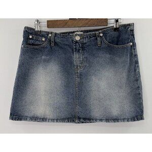 Vtg Paris Blues Juniors Jean Denim Mini Jean‎ Skirt Distressed Sz 11 Y2K 90’s